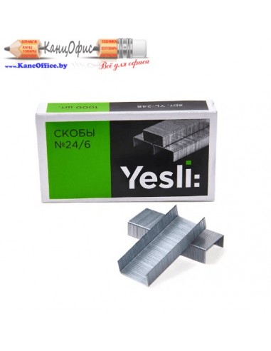 СКОБА "YESLI:", 24/6, 1000 ШТ, МЕТАЛЛИК