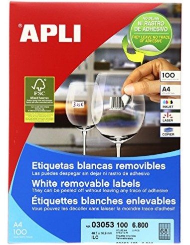 Удаляемые белые этикетки Apli