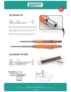 STANGER КАРАНДАШ СТРОИТЕЛЬНЫЙ МЕХАНИЧЕСКИЙ, ТЕФЛОН ГРИФЕЛЬ 3ММ, МЕТАЛЛ. 5СМ НАКОНЕЧНИК С ТОЧИЛКОЙ 2
